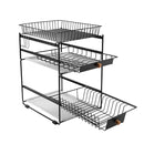 3 Tier Kitchen Storage Dish Rack Tableware Drying Holder Sliding Steel