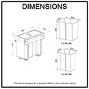 Domestique 30L Twin Slide Out Concealed Waste Bin with Soft Close