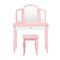 Kids Makeup Table Stool Set with Tri folding Mirror for Bedroom Pink