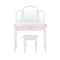 Kids Makeup Table Stool Set with Tri folding Mirror for Bedroom White