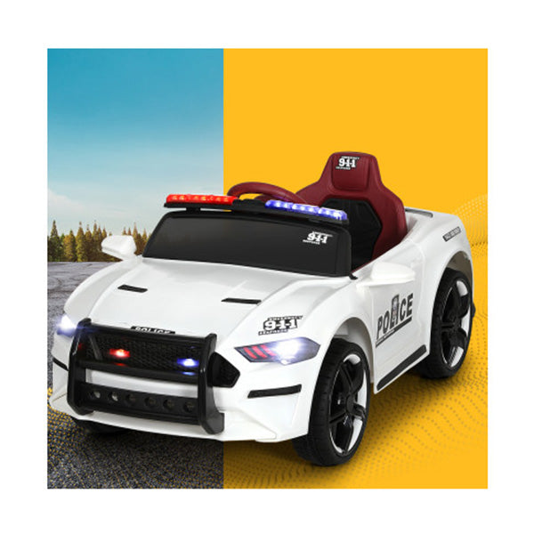 Kids Ride On Car Electric Patrol Police Cars Battery Powered Toys 12V White