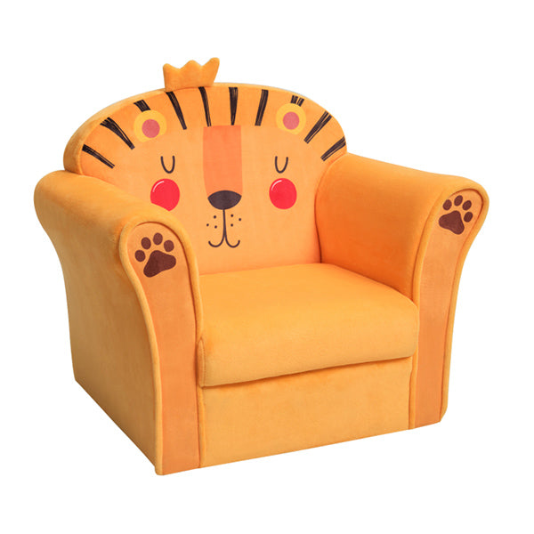 Lion Pattern Kids Armchair with Wooden Frame for Baby Room