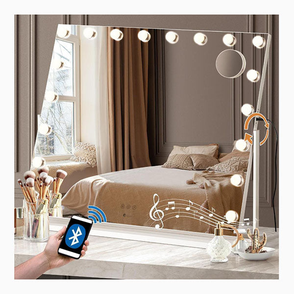 Led Hollywood Mirrors Makeup Rotatable Mirror Magnifying Bluetooth