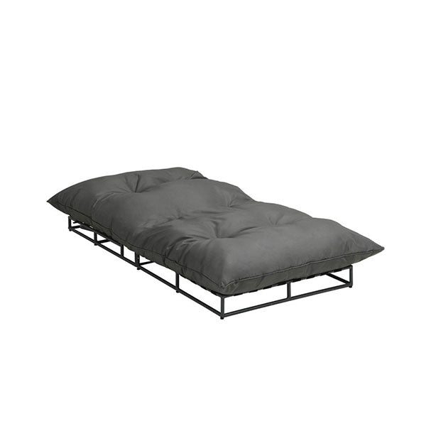 Outdoor Sun Bed Metal Frame Grey Cushion