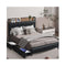 Queen Bed Frame Pu 4 Drawer With  Usb Charger In Black