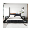 Queen Bed Frame Pu 4 Drawer With  Usb Charger In Black