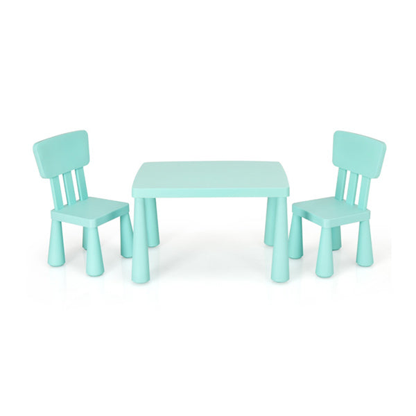 3 Pieces Kids Table Set with 2 Chairs for Reading Green