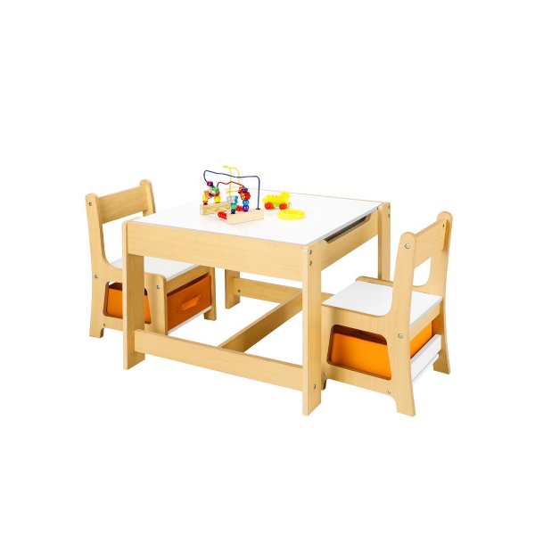 Kids Table and Chairs Set with Toys Storage Box