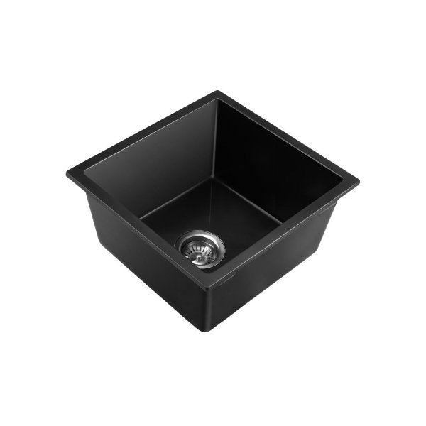 Kitchen Sink 38x38cm Granite Basin Single Bowl Black