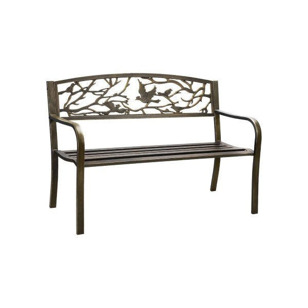 Garden Bench 3 Seater Bird Pattern Bronze