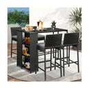 Outdoor Bar Table Stools Set Rattan 5 Piece