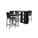 Outdoor Bar Table Stools Set Rattan 5 Piece