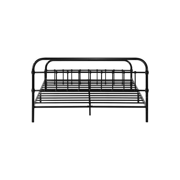 Metal Bed Frame Queen Size Railing-style Black