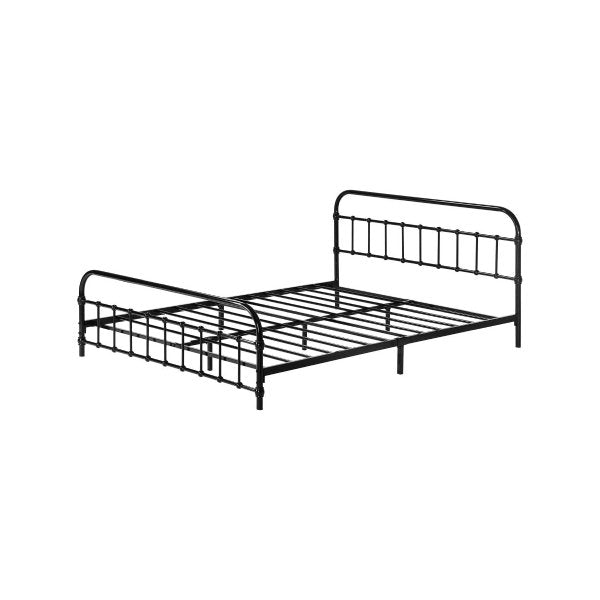 Metal Bed Frame Queen Size Railing-style Black