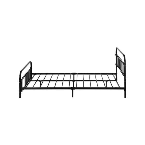 Metal Bed Frame Queen Size Railing-style Black