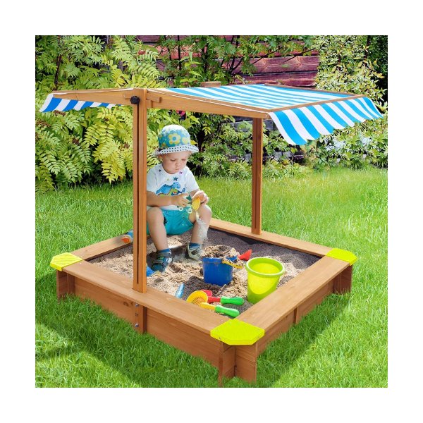 Sandpit Kids Toy Sandbox With Canopy 95 X 95 X 95Cm