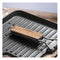 28Cm Ribbed Cast Iron Square Grill Pan With Folding Wooden Handle