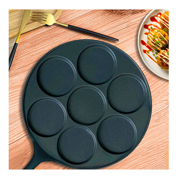 23Cm Cast Iron Takoyaki Fry Pan Octopus Balls Maker 7 Hole Grill Mold