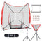 7x7 ft Baseball Softball Practice Net, Portable Baseball Training Net for Hitting Catching Pitching, Backstop Equipment with Bow Frame, Carry Bag, Strike Zone, 12 Balls, Tee, and Ball Collector