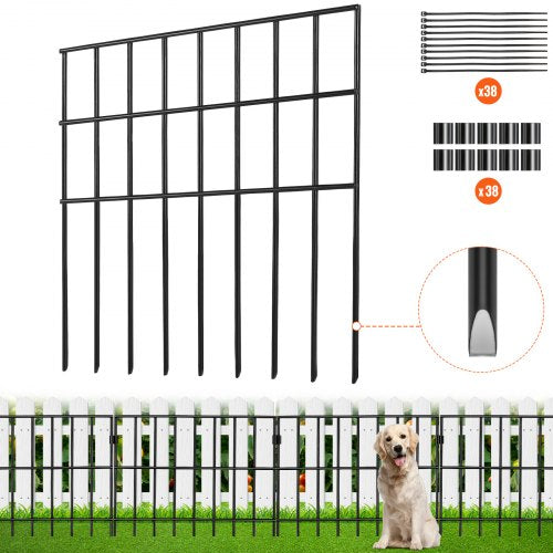 Animal Barrier Fence 19 Pack, 43cm(H) x27.94cm(L), Underground Decorative Garden Fencing with 1.5 Inch Spike Spacing, Metal Dog Fence for the Yard and Outdoor Patio