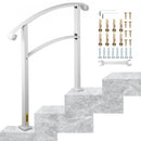 3-Step Handrails for Outdoor Steps Fits 1 or 3 Steps Matte White Stair Rail Wrought Iron Handrail with Installation Kit Hand Rails for Outdoor Step