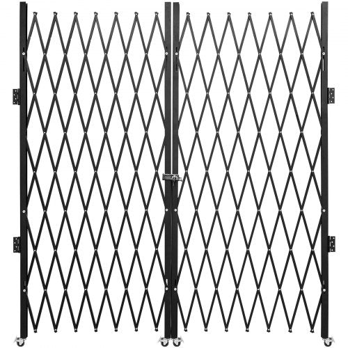 Double Folding Security Gate Folding Door Gate 5.1' H x 10.2' W Scissor Gate