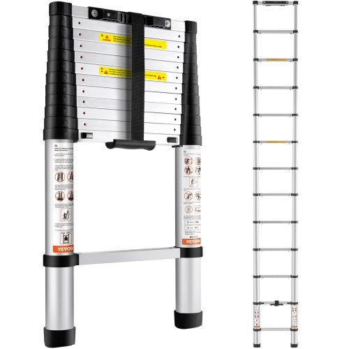 Telescoping Ladder Aluminum Extension Step 12.5 ft Multi-purpose Portable