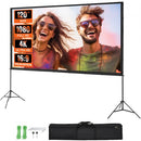 Projector Screen with Stand, 120 inch 16:9 4K 1080 HD Outdoor Movie Screen with Stand, Wrinkle-Free Projection Screen with Tripods and Carry Bag, for Home Theater Cinema Backyard Movie Night