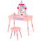 Princess Makeup Dressing Table with Drawer and Mirror Pink