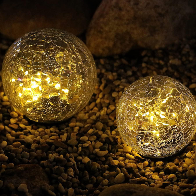 LUMIRO Outdoor Cracked Glass Garden Solar Ball Light - 15 cm_4