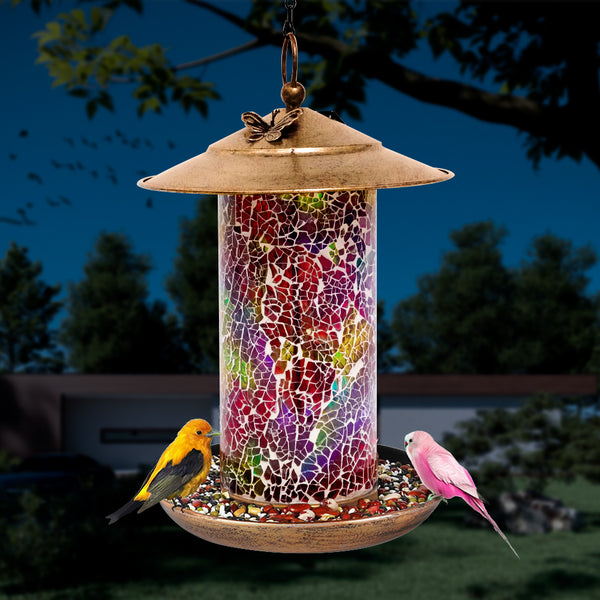 LUMIRO Outdoor Hanging Solar Bird Feeder and Garden Lantern_0