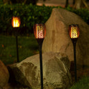 LUMIRO 4 Pack 12 LED Outdoor Flickering Flame Solar Pathway Lights_5