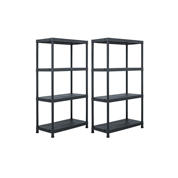 2 Pcs Storage Shelf Racks Black Plastic