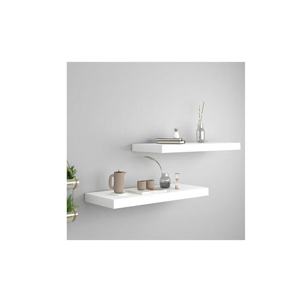 2 Pcs White Mdf Floating Wall Shelves