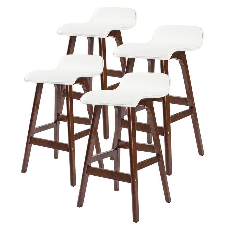 4X Oak Wood Bar Stool 65Cm Leather Sophia