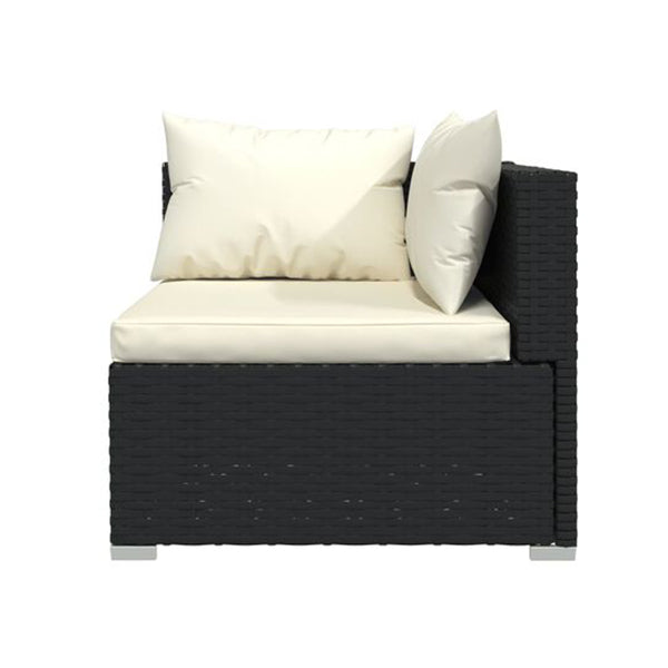 5 Piece Lounge Garden Set Black Poly Rattan With Cushions