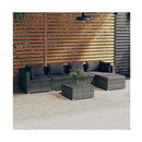 6 Piece Poly Rattan Garden Lounge Set With Cushions Grey