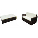 Garden Sofa Set Poly Rattan Brown Seven Pieces