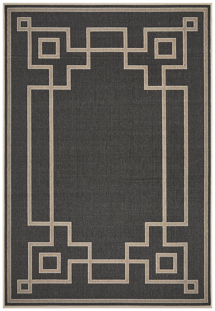 Alfresco Indoor Outdoor Collection Charcoal Corners Rug