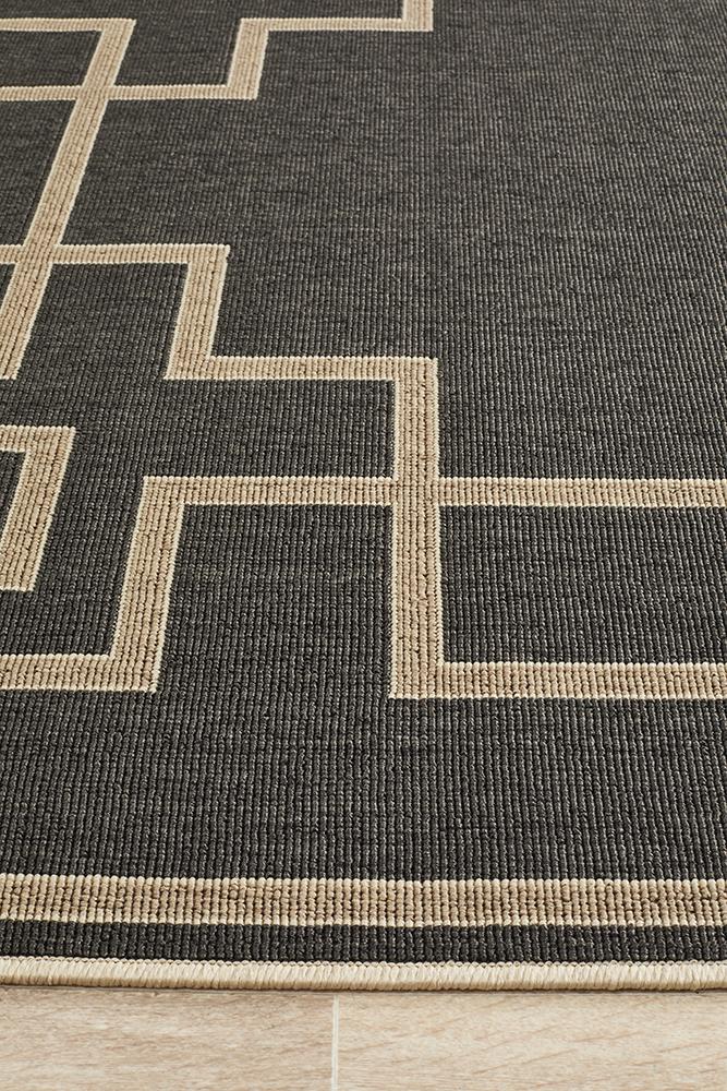 Alfresco Indoor Outdoor Collection Charcoal Corners Rug