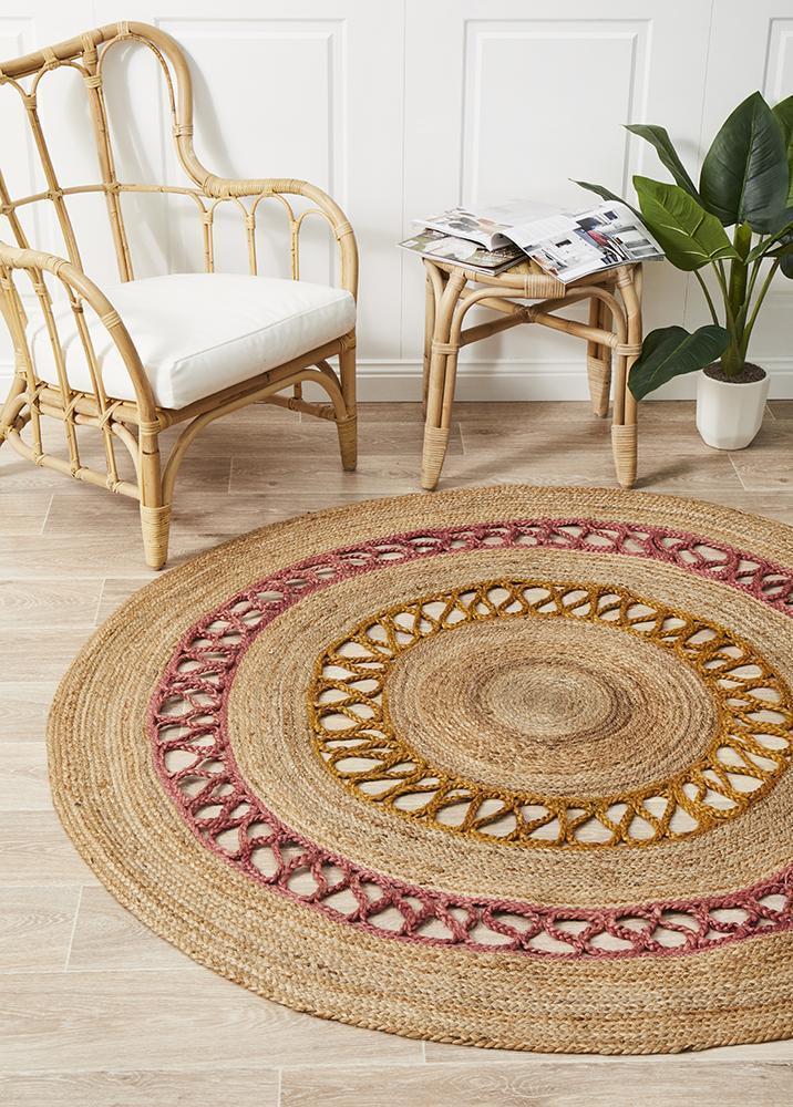 Atrium Hula Stunning Jute Rug Pink