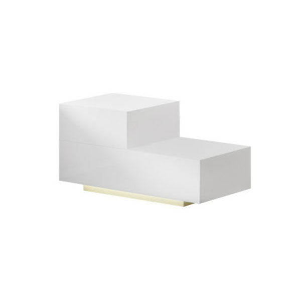 Bedside Tables 2 Drawers Rgb Led High Gloss Nightstand White