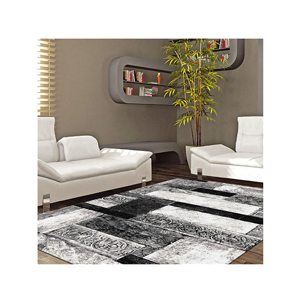 Boston Grey Hallway Runner Machine Knotted Rug