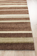 City Stylish Stripe Brown Beige Rug