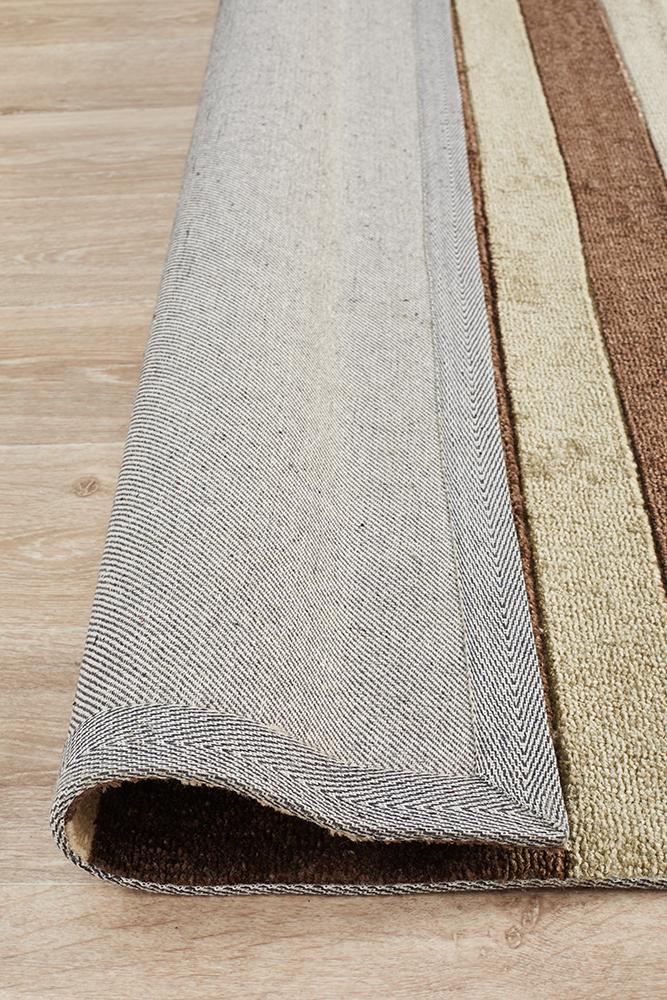 City Stylish Stripe Brown Beige Rug