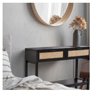 Casa Decor Tulum Rattan Console Entry Table Storage Hallway Wood Black