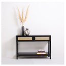 Casa Decor Tulum Rattan Console Entry Table Storage Hallway Wood Black