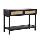 Casa Decor Tulum Rattan Console Entry Table Storage Hallway Wood Black