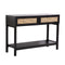 Casa Decor Tulum Rattan Console Entry Table Storage Hallway Wood Black