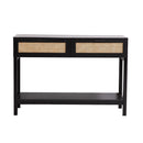 Casa Decor Tulum Rattan Console Entry Table Storage Hallway Wood Black